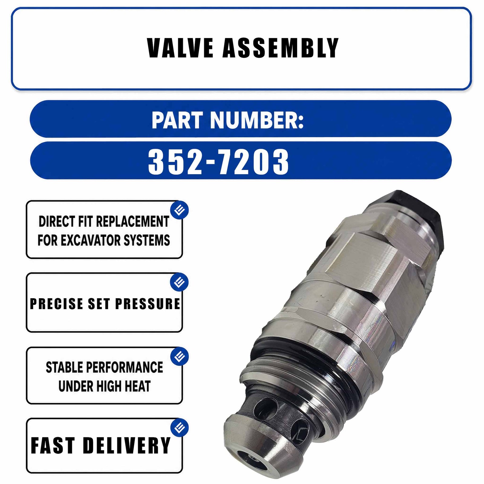 valve assembly 352-7203 For Caterpillar CAT 352F OEM Spl Solution Based On