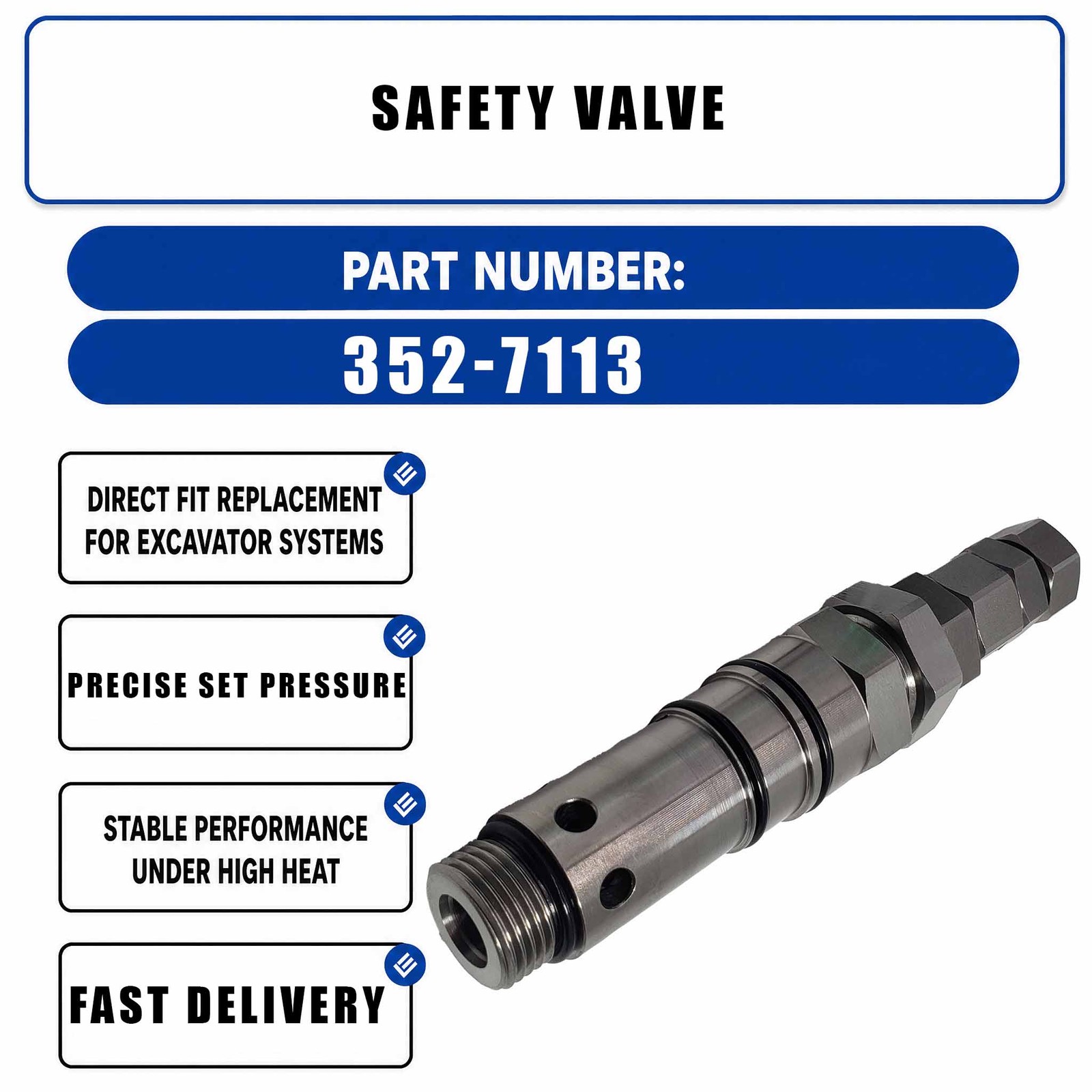 352-7113 safety valve For Caterpillar CAT 320D2GC 325D FM 324D FMLL 330D MH