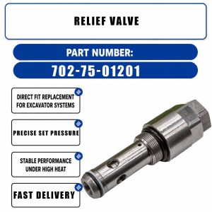 Relief Valve 702-75-01201 For Komatsu PC200-6 PC200-7 PC200-8 Crawler Excavators