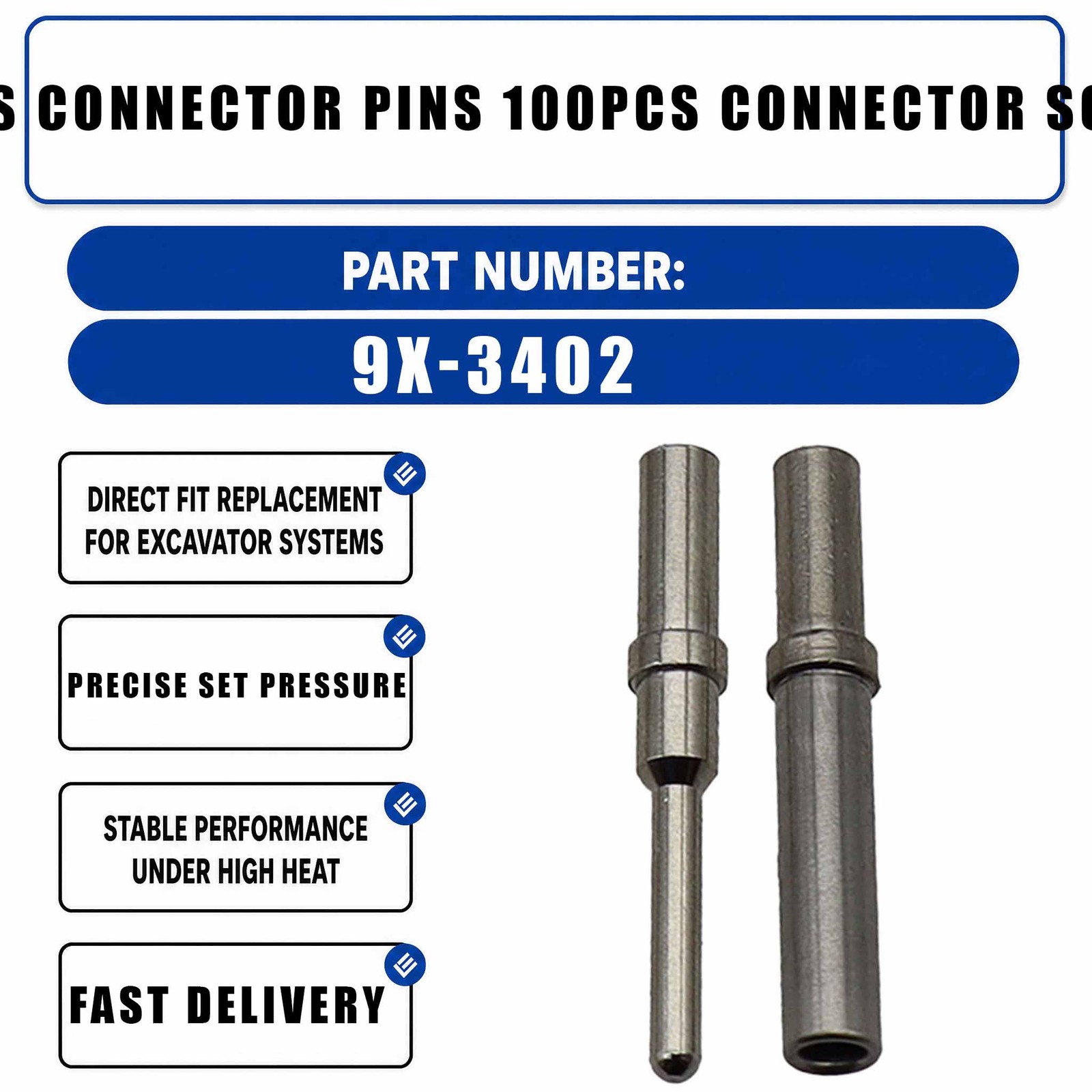 100PCS connector pins 100PCS connector sockets 9X-3401 9X-3402 For Caterpillar