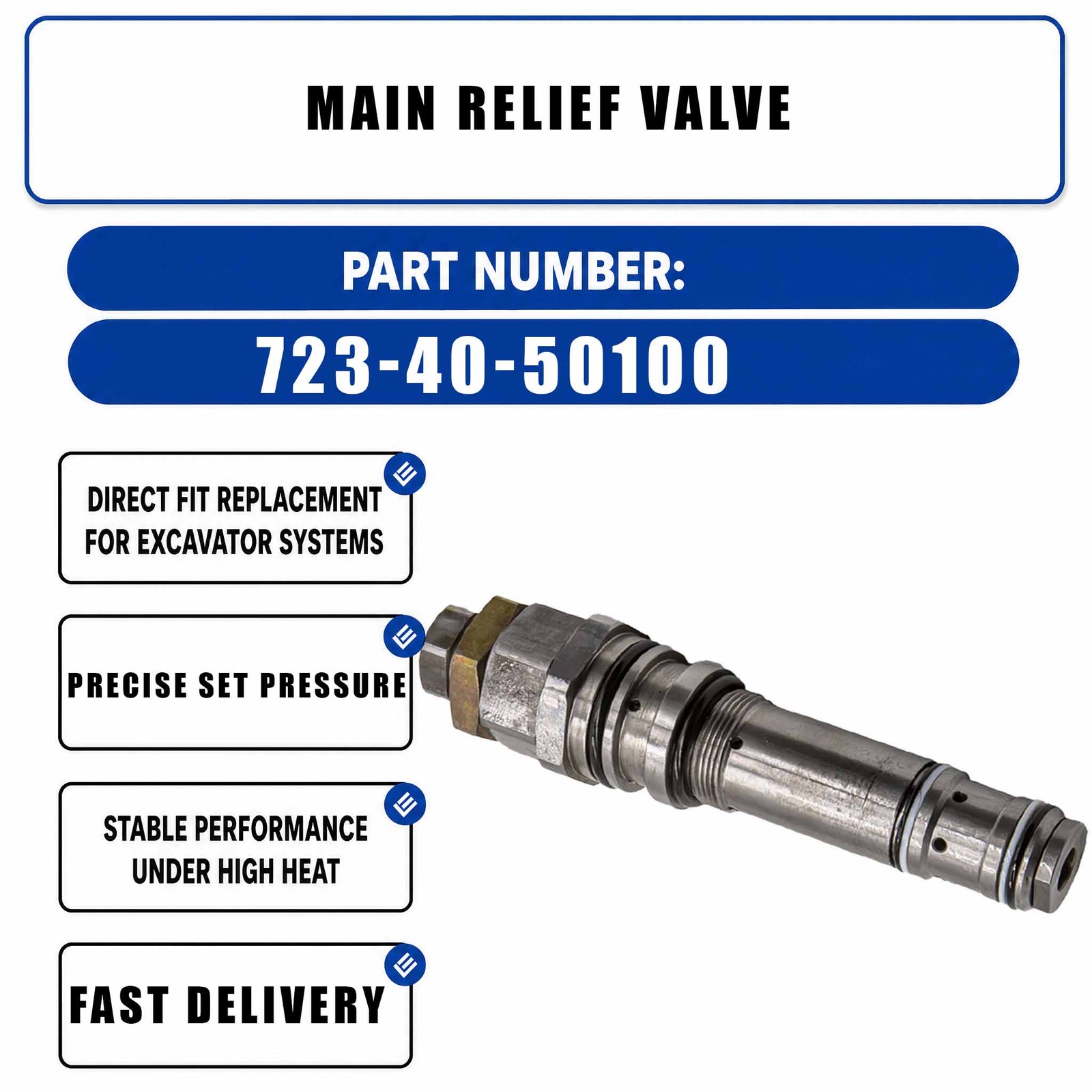 Main Relief Valve 723-40-50100 HM-E10030 For Komatsu PC200-6 (6D99)