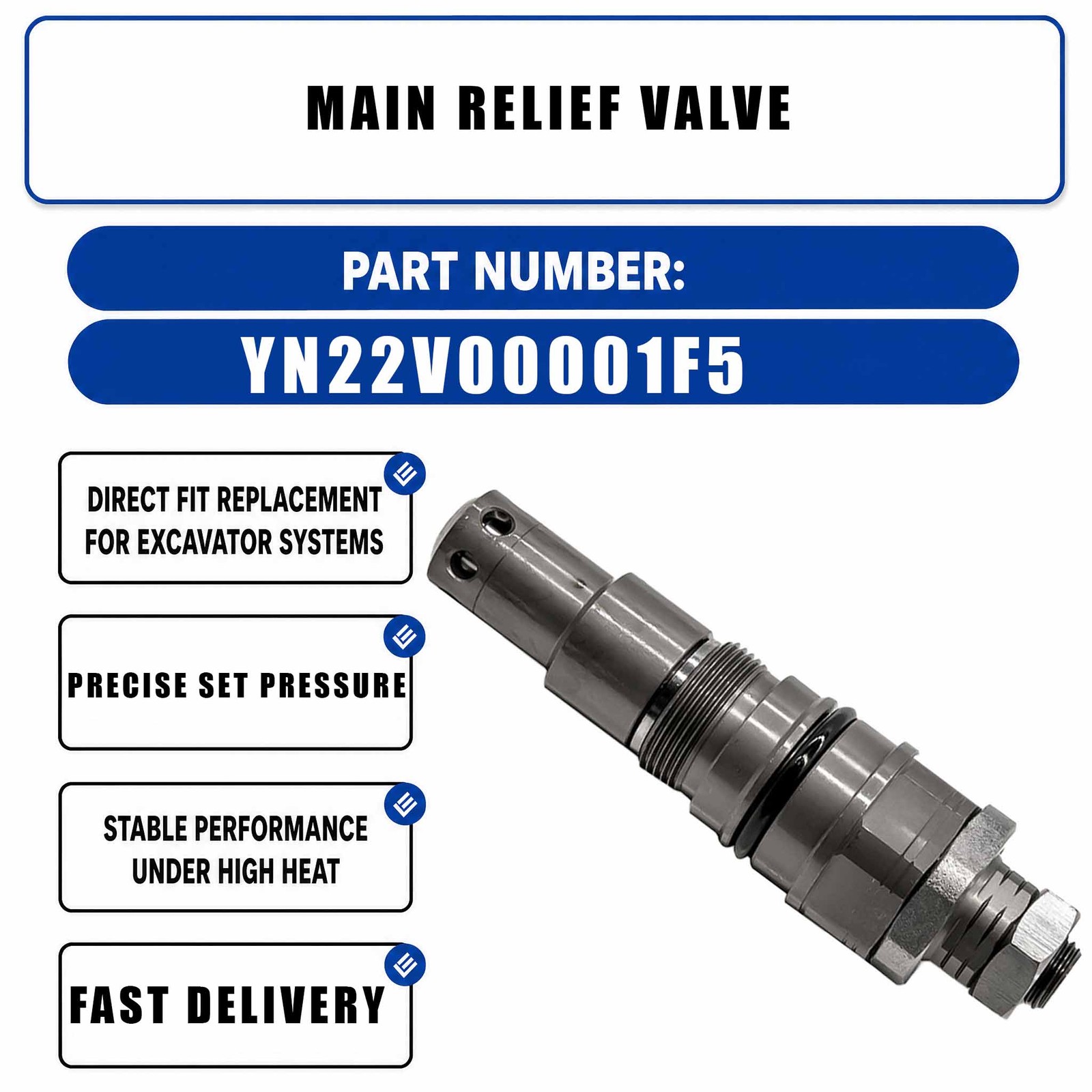Main Relief Valve HM-E10011 For New Holland SY305 SK200-5 SK200-6 SK200-8