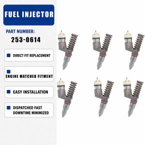 6PCS Fuel Injector Assembly 253-0614 For Caterpillar CAT C15 Engine