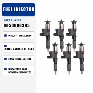6PCS Fuel Injector 0950006390 For Denso Isuzu 4HK1 5.2L 6HK1 7.8L FTR FVR FXR