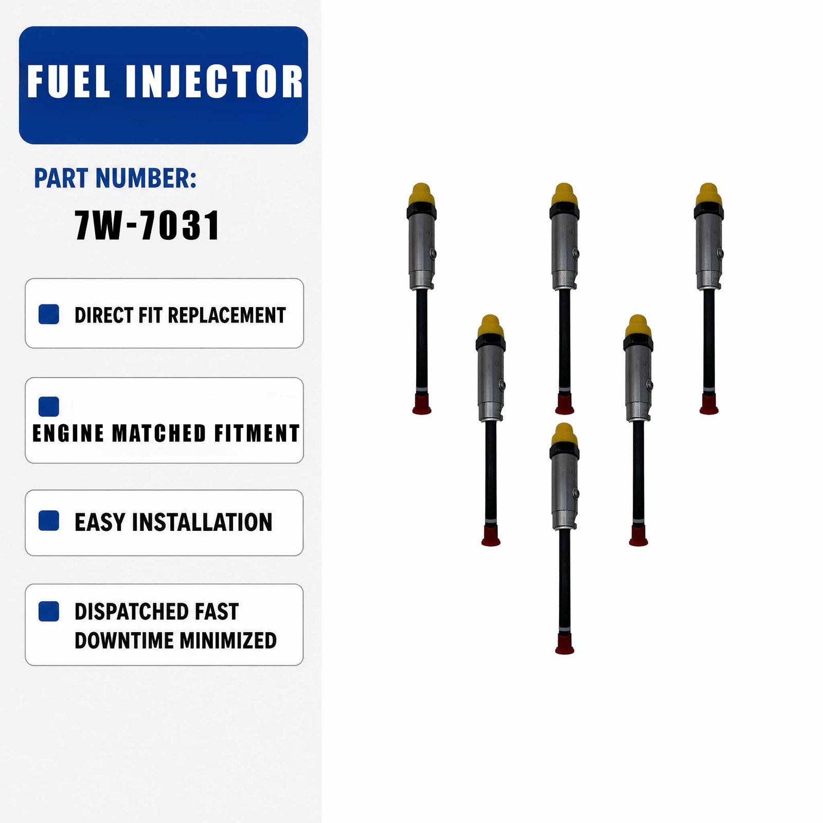 7W-7031 6PCS Fuel injector For Caterpillar CAT 3406B 3406C 3412C Marine Engines