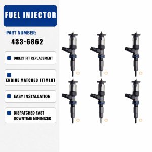433-6862 6PCS Fuel Injector For Caterpillar CAT 120M 2 Grading Machine