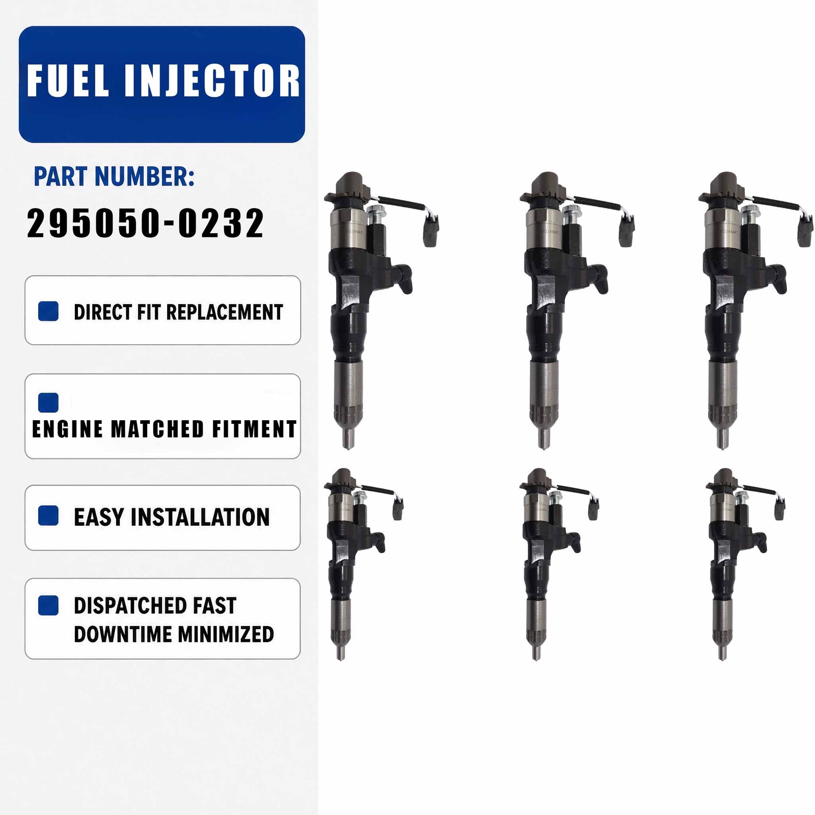 23670-E0400 23670E0400 6PCS Fuel Injector For Kobelco SK200-8 SK330-8 Excavator