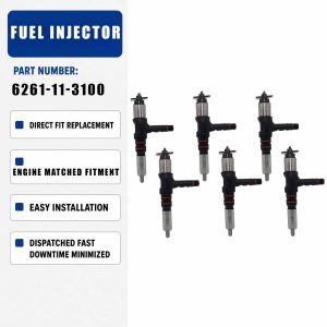 6PCS Fuel Injector 0950006120 6261-11-3200 For KOMATSU CRAWLER PC800-8E0