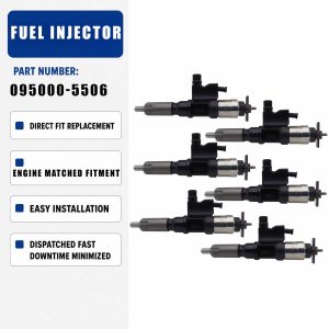095000-5509 6PCS Fuel Injector For Isuzu 4HL1 4.8L 6HL1 7.8L Engine FRR FSR FTR
