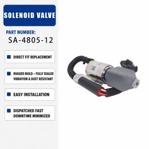 12V Solenoid Valve SA-4805-12 For Kubota KX101 KX151 B1550 KX161-2 R410 L2550