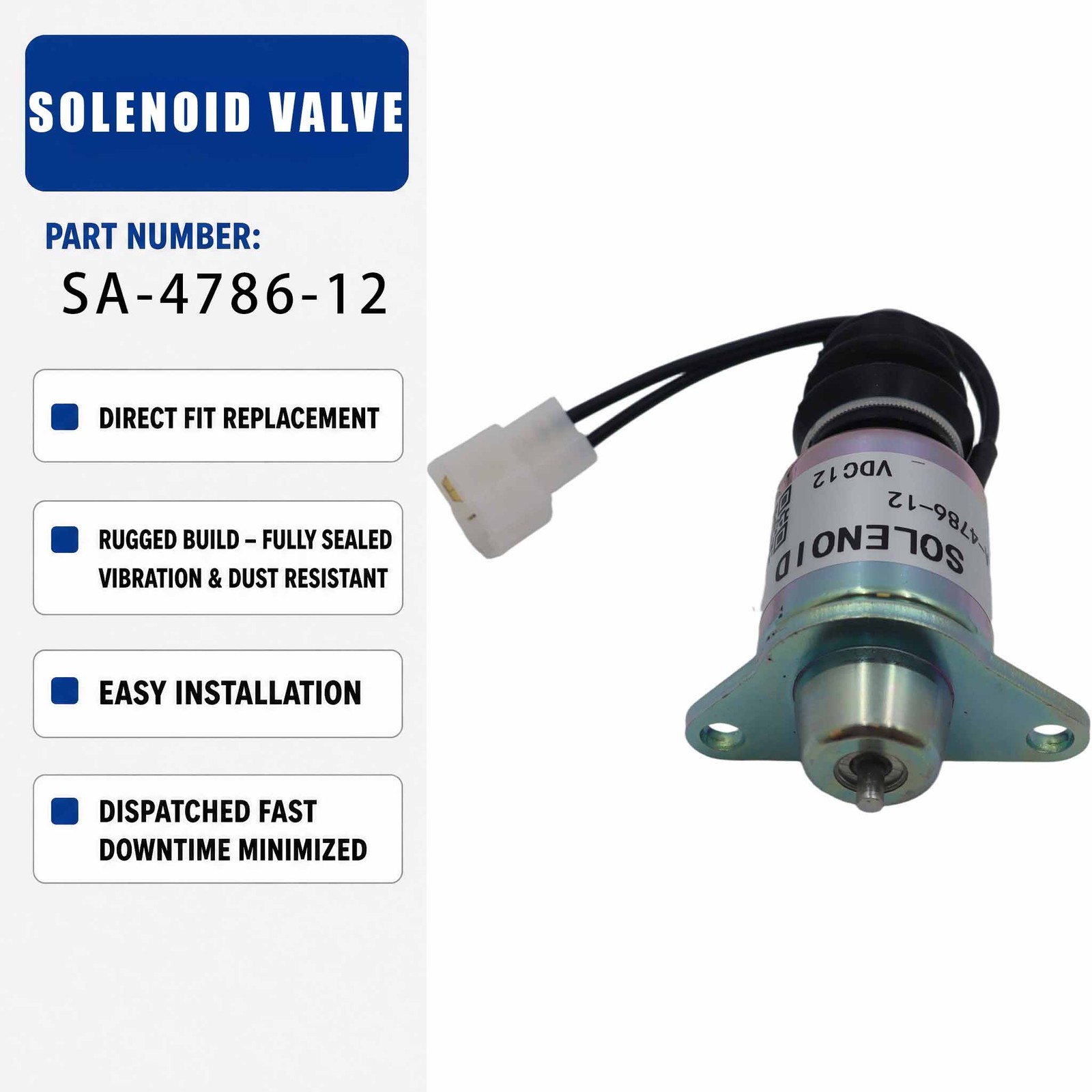 12V Solenoid valve 1510SP-12ETS For Yanmar Engine 2YM15 3YM30 3YM20 3JH5E 3JH4E