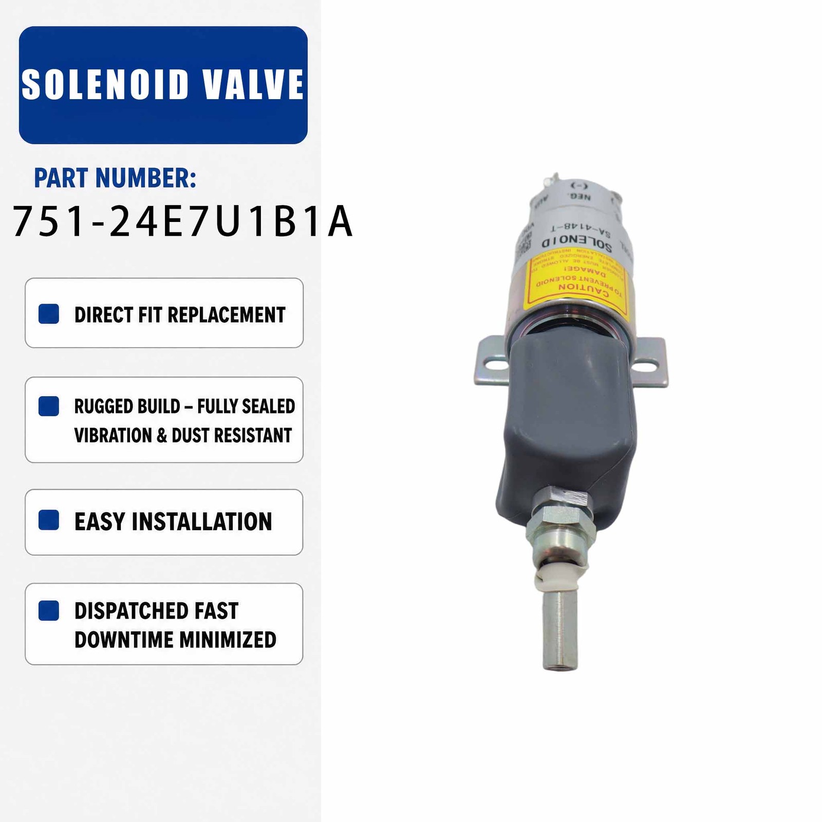 24V Solenoid valve SA-4962-24 For Volvo ZF Mitsubishi 6D24 Doosan Cummins
