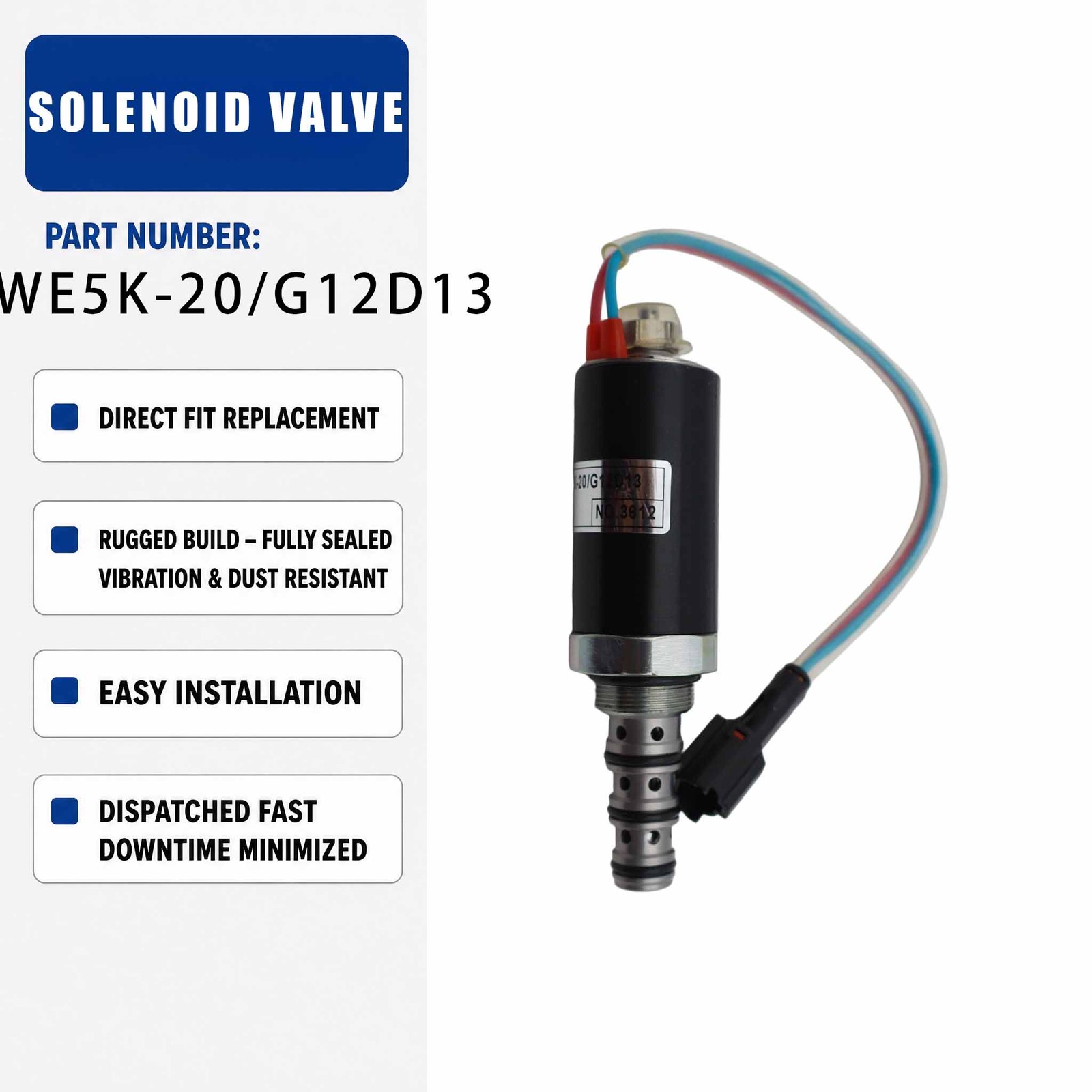 Solenoid Valve KWE5K-20/G12D13 For Liu Gong Excavator Engine CLG906 CLG908 HD820