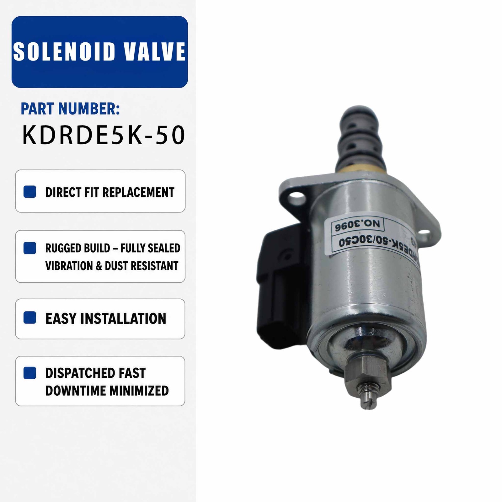 Solenoid valve KDRDE5K-50/30C50-143 For K7V63/125 SK200-8 SK350-8 SK450 SK460-8