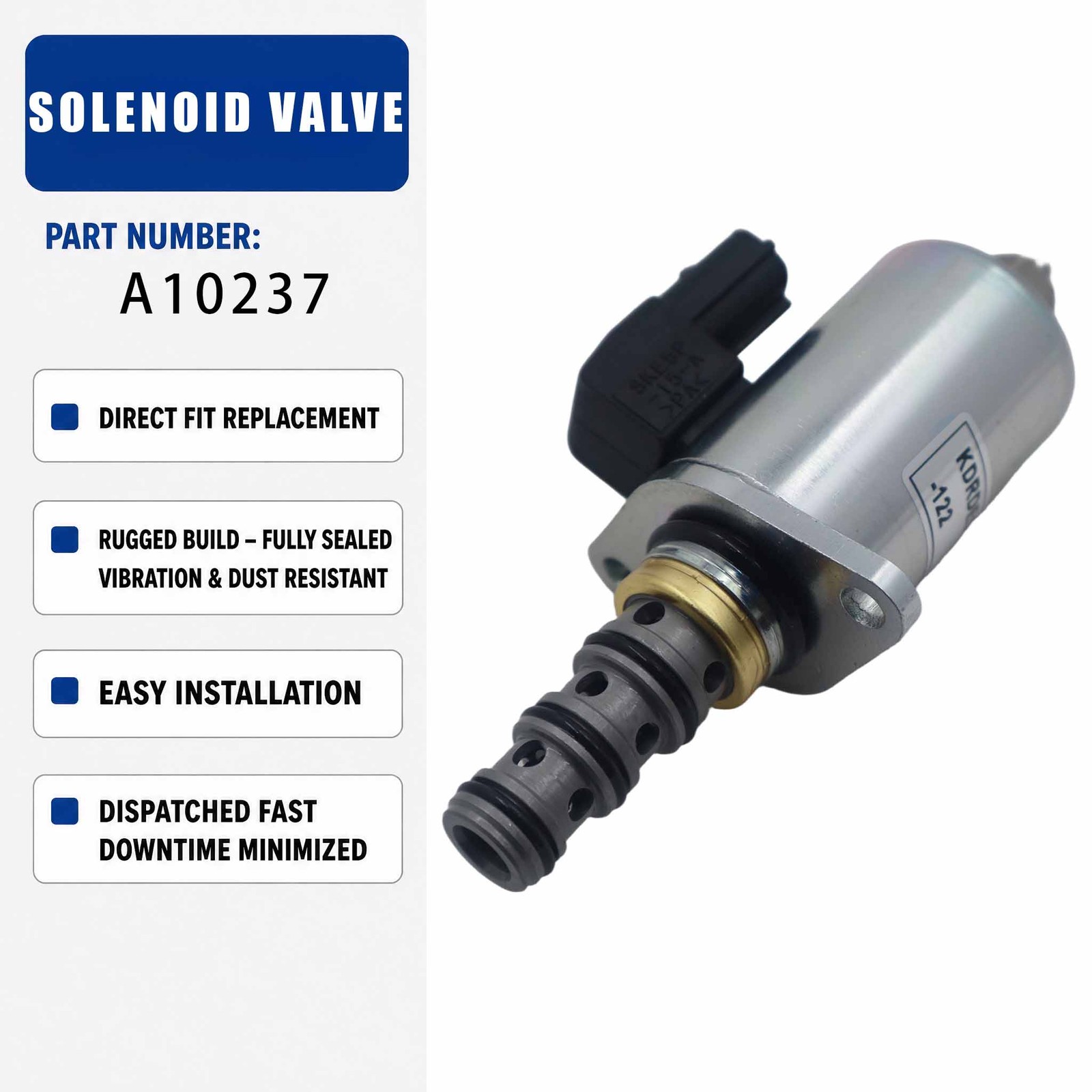 Solenoid valve A10237 KDRDE5K-50/30C30-122 For Kobelco SK350 8 SK450 8 Crawler