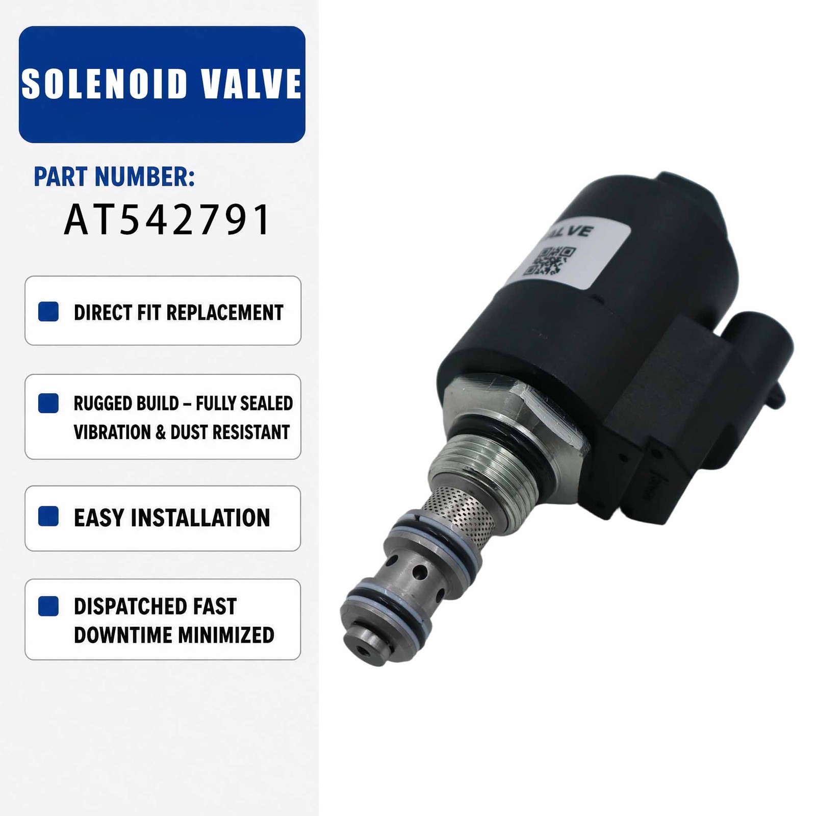 Solenoid valve 12V AT177703 AT542791 For 210LE 310E 310G 410E 410G 485E 710D