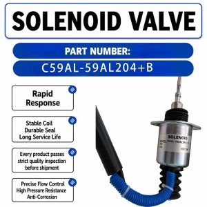 C59AL-59AL204+B 24V Fuel Stop Solenoid Valve for XCMG Diesel D114C121