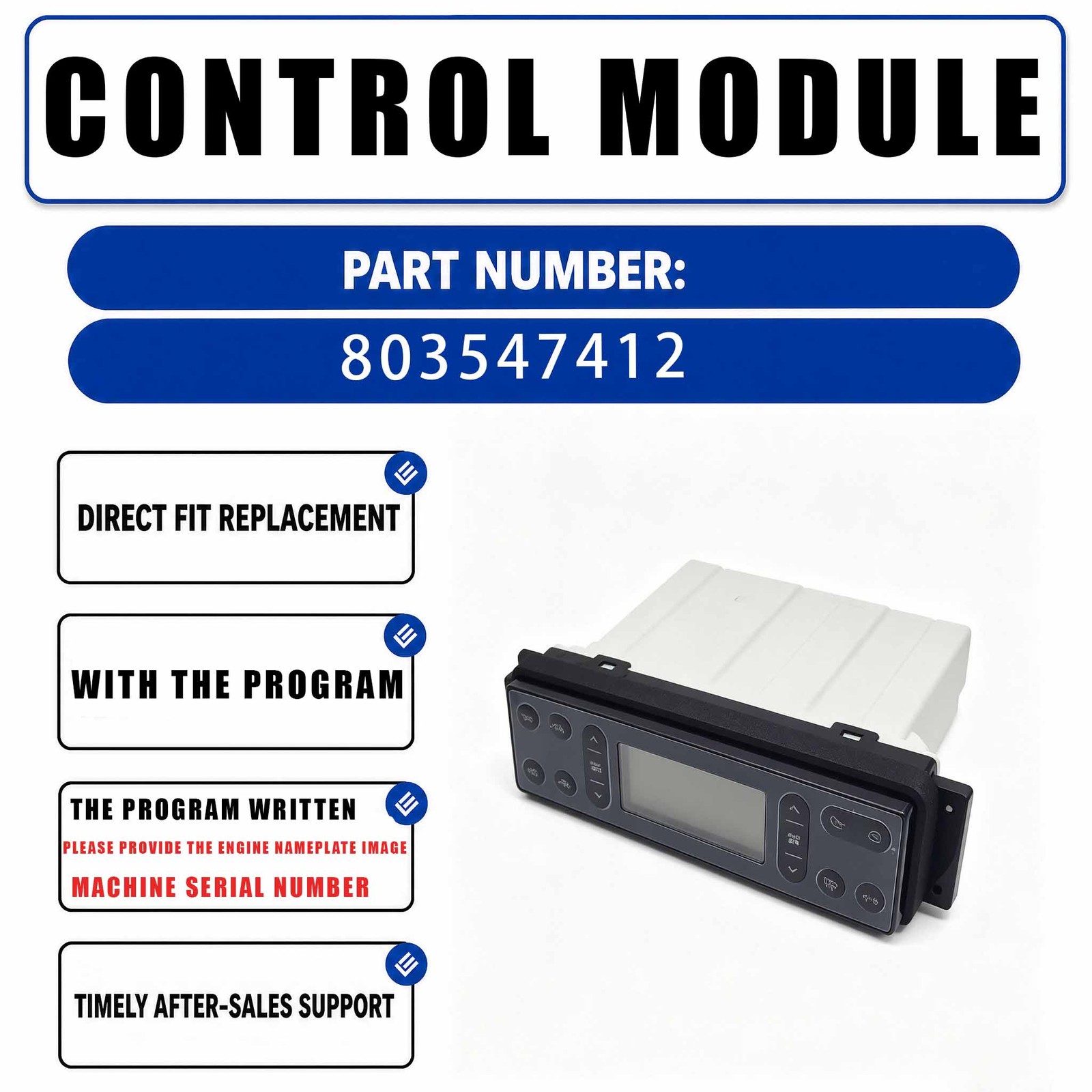 Air Conditioner Control Panel 803547412 For XCMG Excavator Accessories