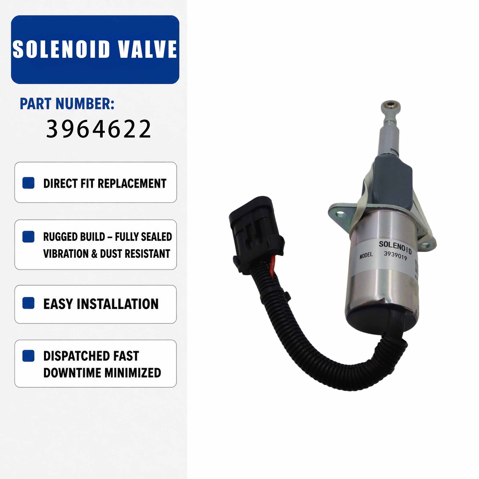 SA-4889-24 24V Solenoid valve For Cummins C&B 5.9L & 8.3L Engine 335LC-7 6CT