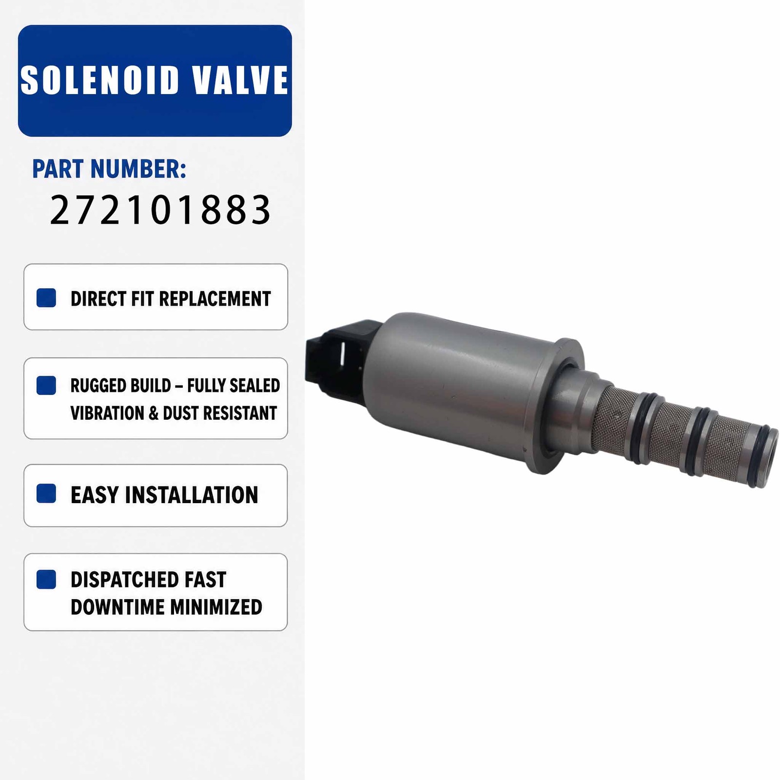 12V Solenoid valve 272101872 For XCMG Construction Machinery Parts