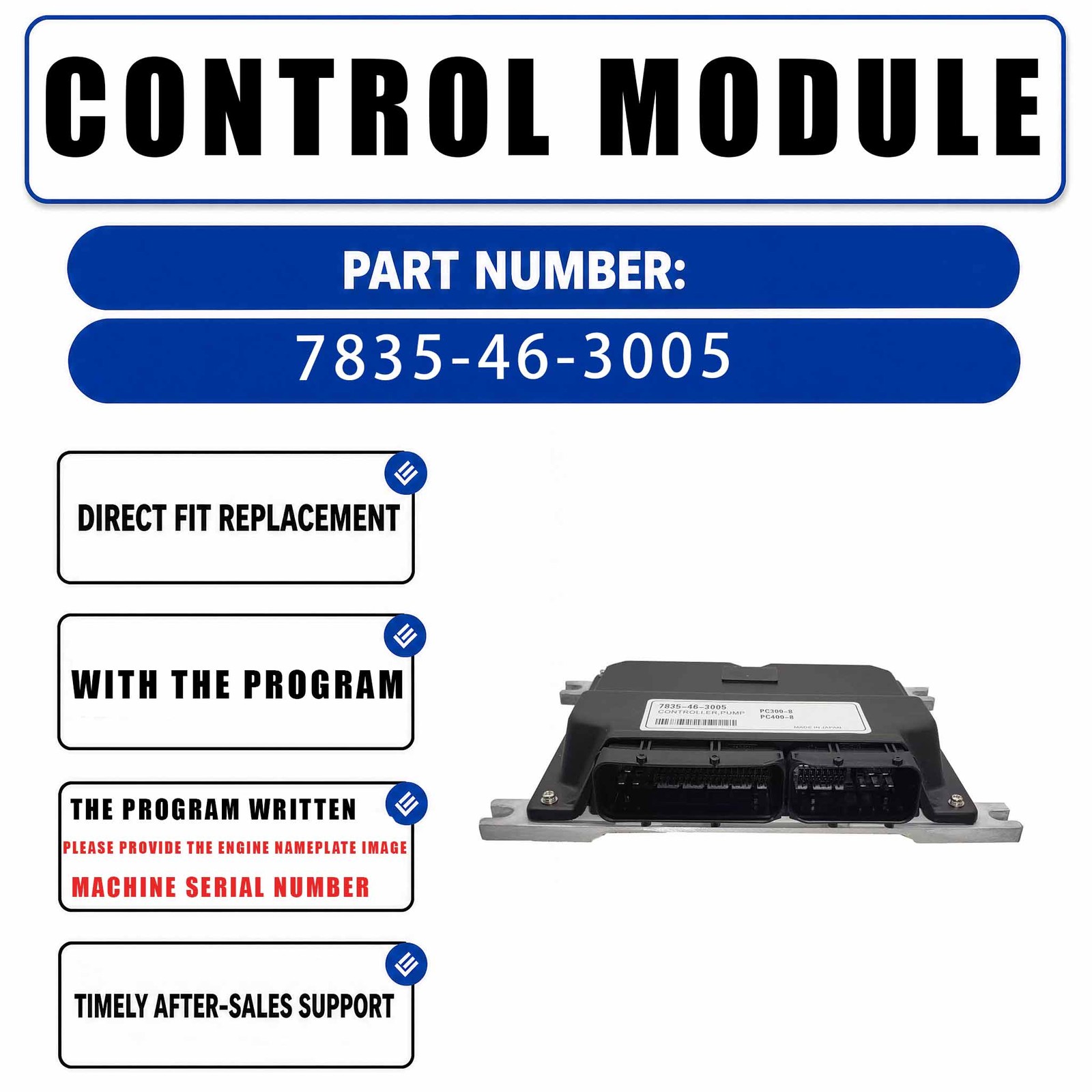 7835-46-1001 Excavator ECU Controller For Komatsu PC300-8 PC350-8 PC450-8