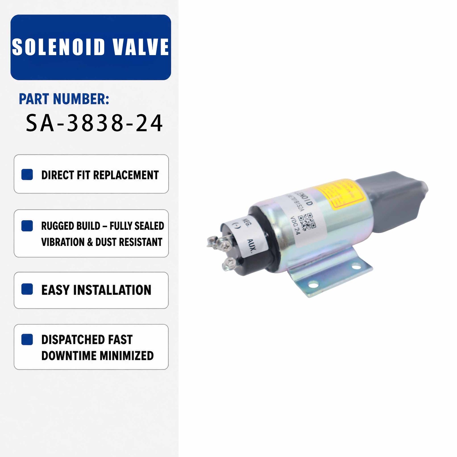 Solenoid valve SA-3838-24 For Cummins Engine 6BT 6BT 5.9L