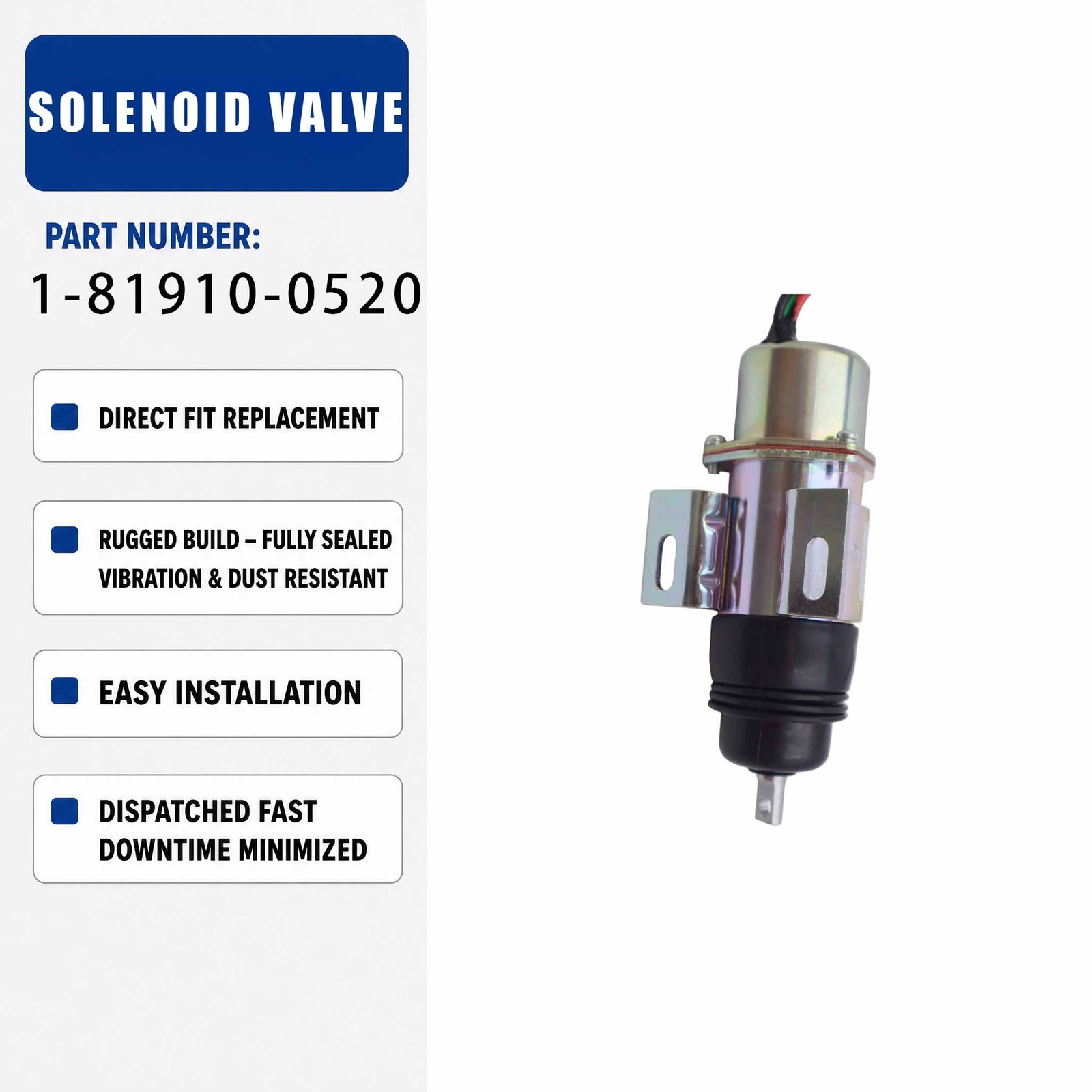 1-81910-0520 12V Solenoid valve For Aichi Lift Isuzu Diesel Engine