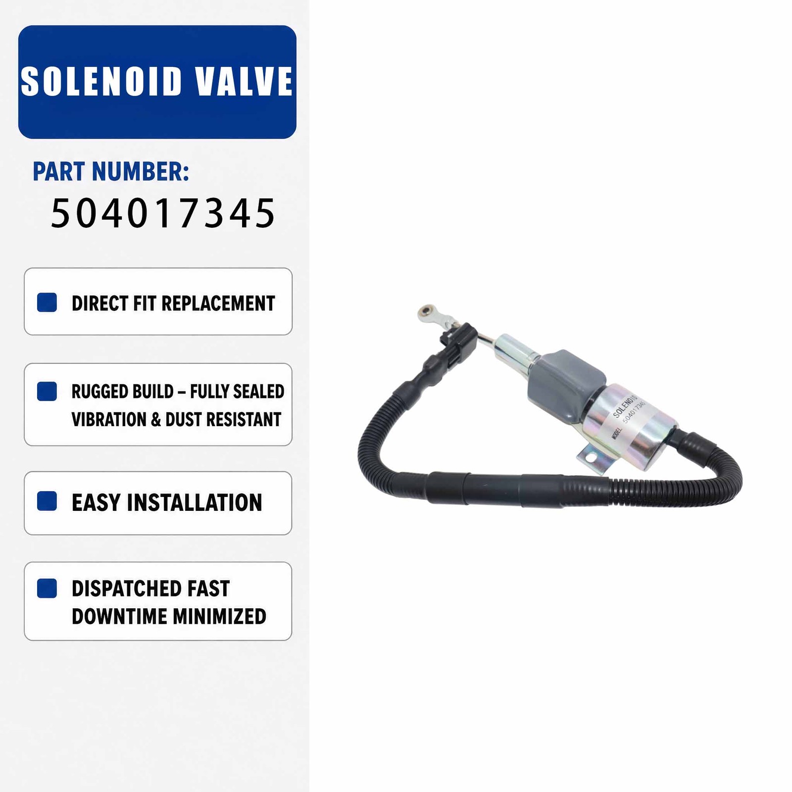 504017345 24V Solenoid valve For Kobelco E215 Diesel