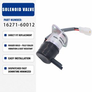 12V Solenoid valve 16271-60012 For Kubota D1005 D1105 V1505 Diesel BX2200D