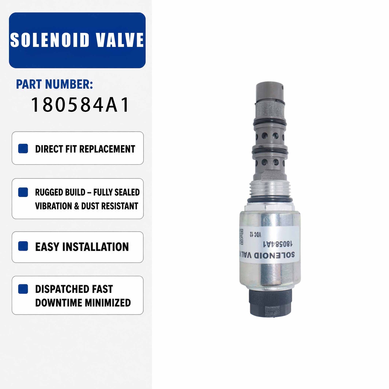 Solenoid valve 12V 180584A1 For Case Tractor MX80C MX90C MX100C MX100 MX110