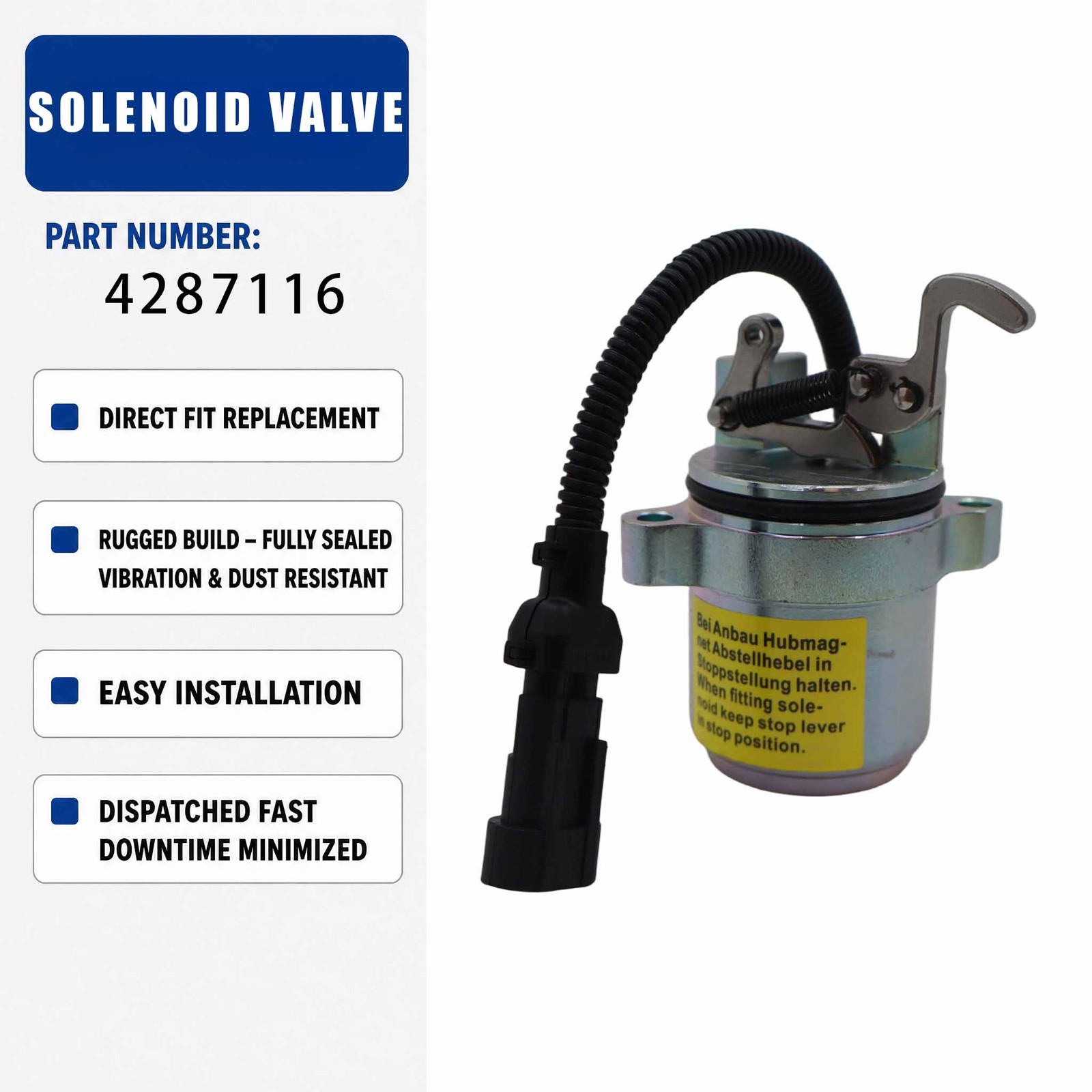 FZZ3152LW 12V Solenoid Valve For DEUTZ F3L2011 F4L2011 D2011L4 TD2011L4