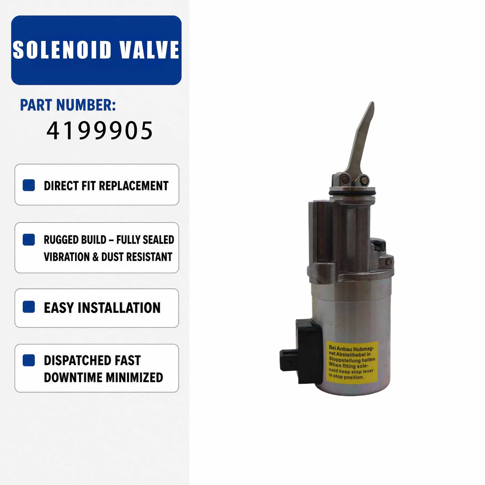 4199905 24V solenoid valve For Deutz BFM1015 INPOST Stop 24V solenoid valve