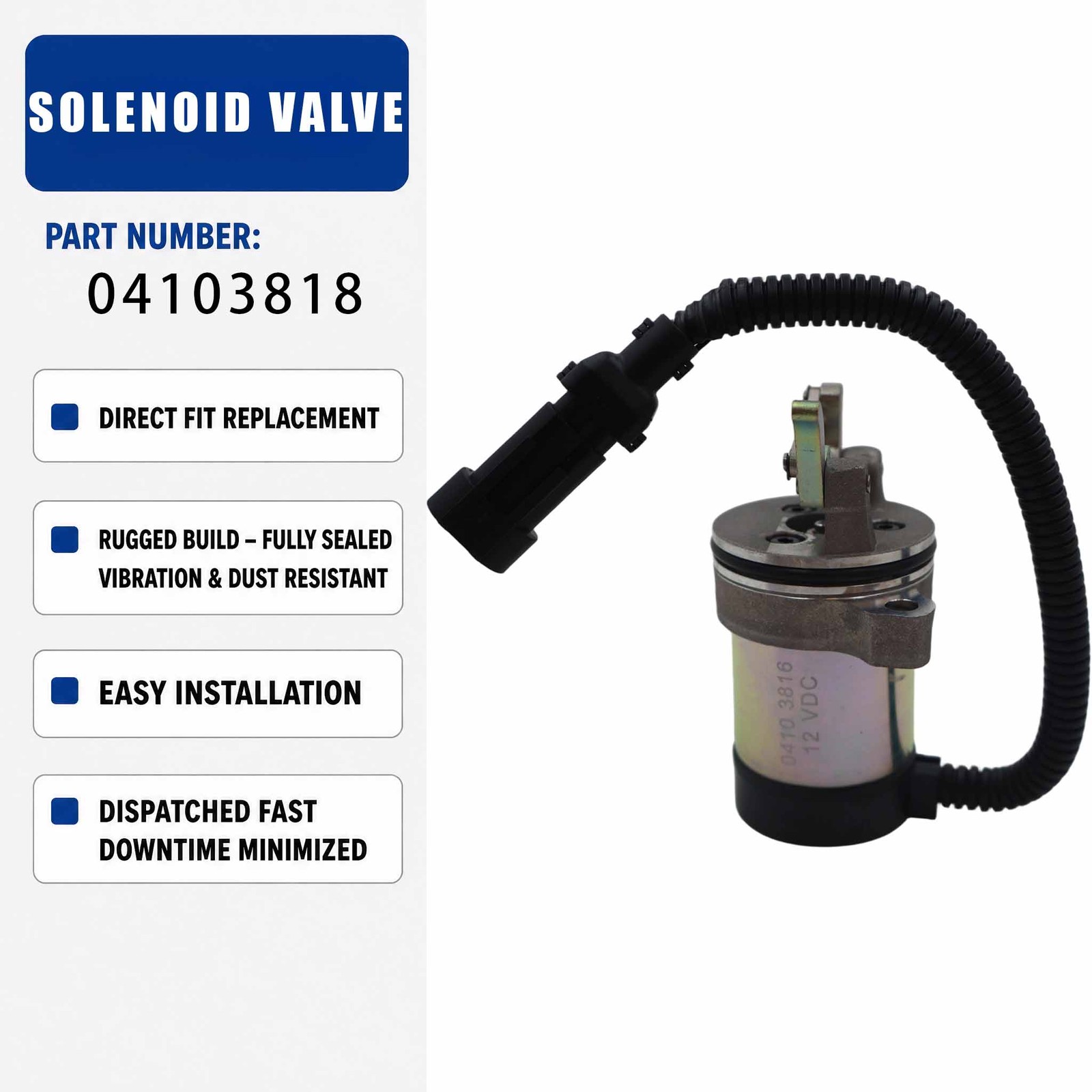 12V Stop Solenoid 04103812 For Deutz F3L F3M F4L F4M 1011 2011 Engine