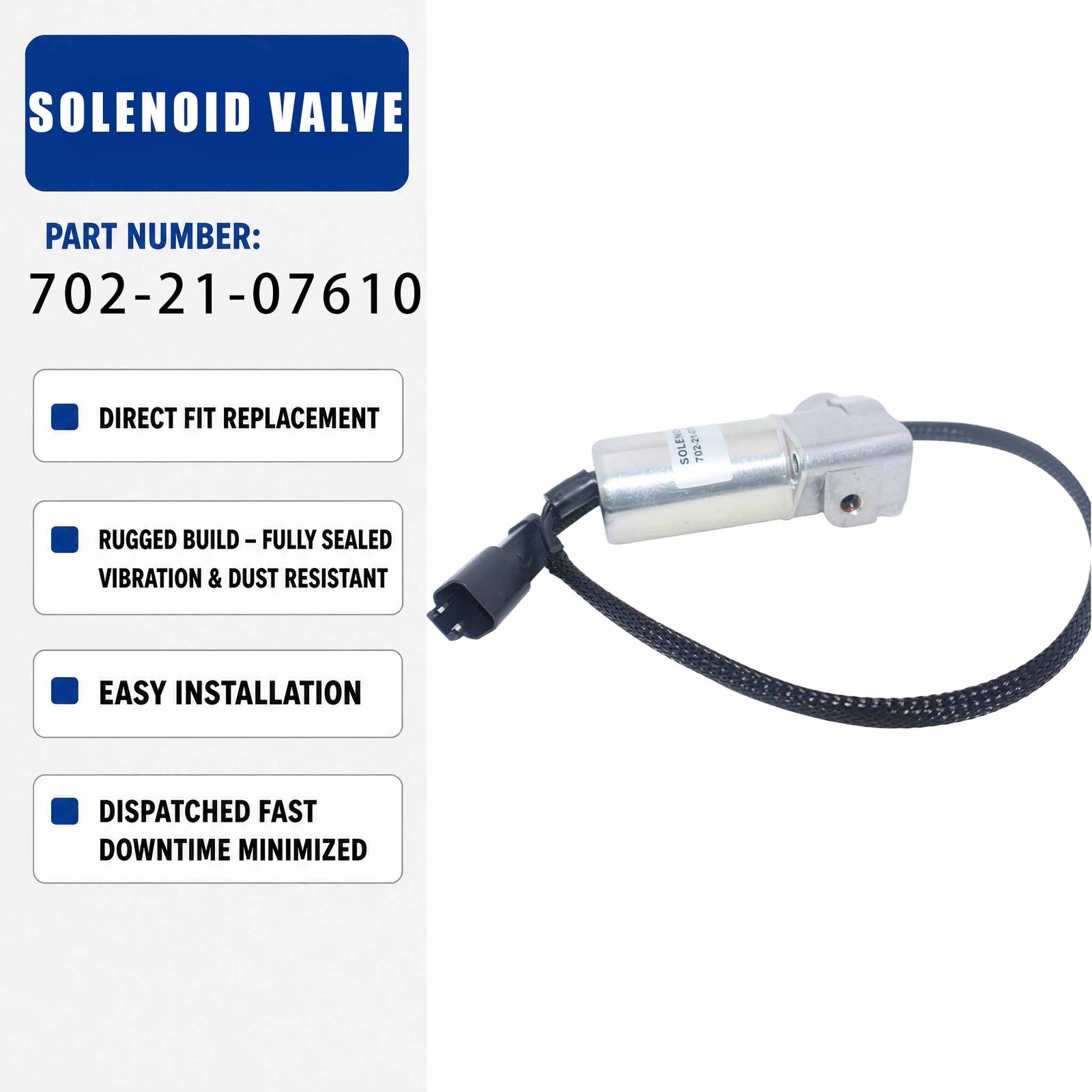 702-21-07610 Solenoid valve For KOMATSU PC290-8K PC220LC-8 PC240-8K PC350-8