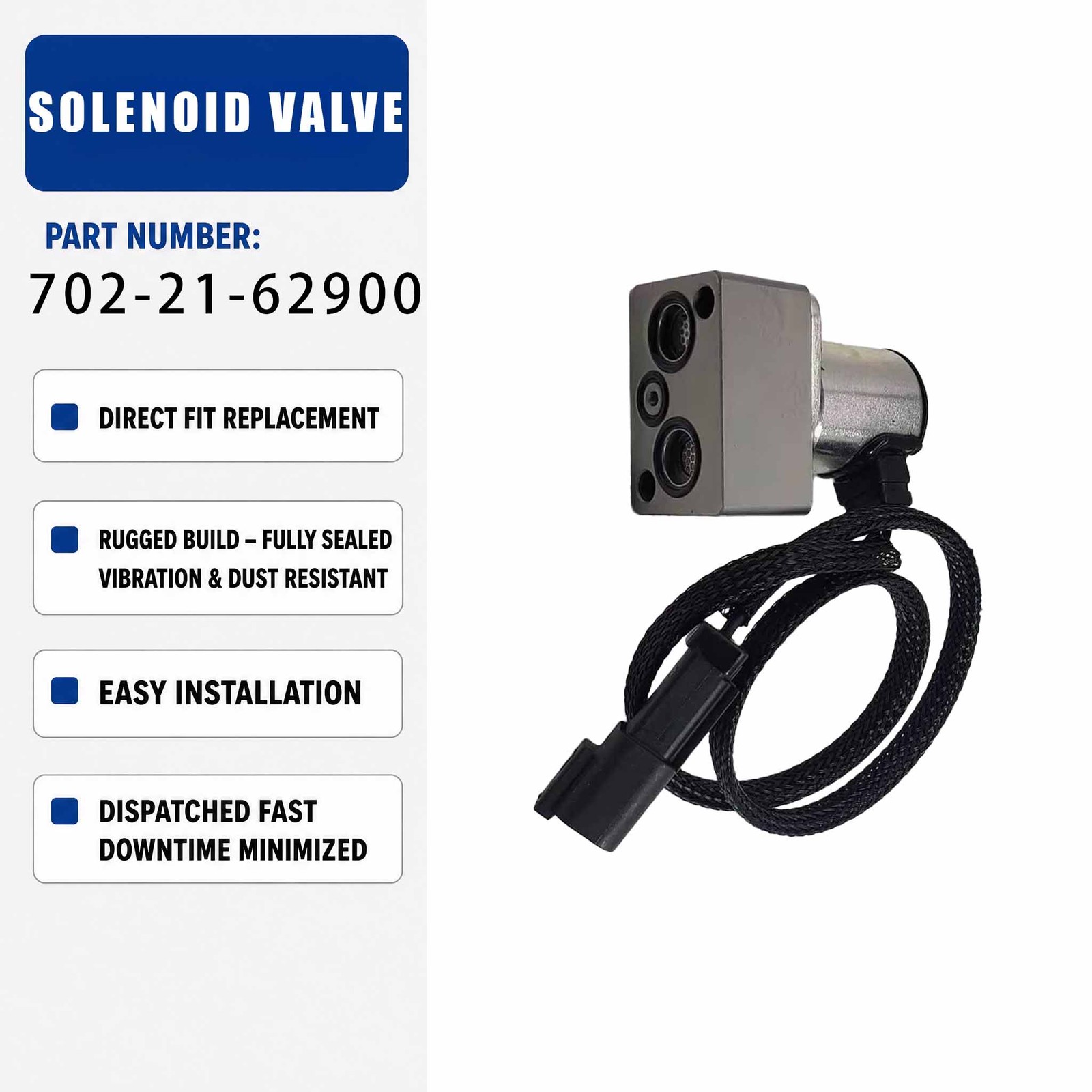 702-21-62200 Hydraulic Solenoid For Komatsu PC400 PC450 PC300 PC350 Excavator