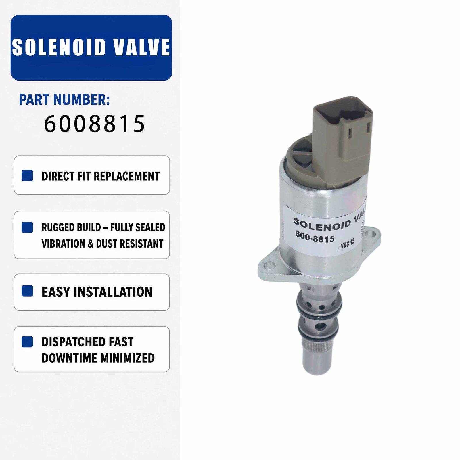 600-8815 6008815 12V Solenoid valve For Caterpillar CAT G3512 Engines -