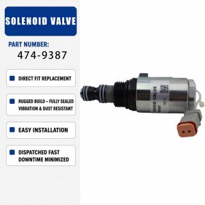 12V Solenoid valve assembly 474-9387 4749387 For Caterpillar CAT 993K 980G II