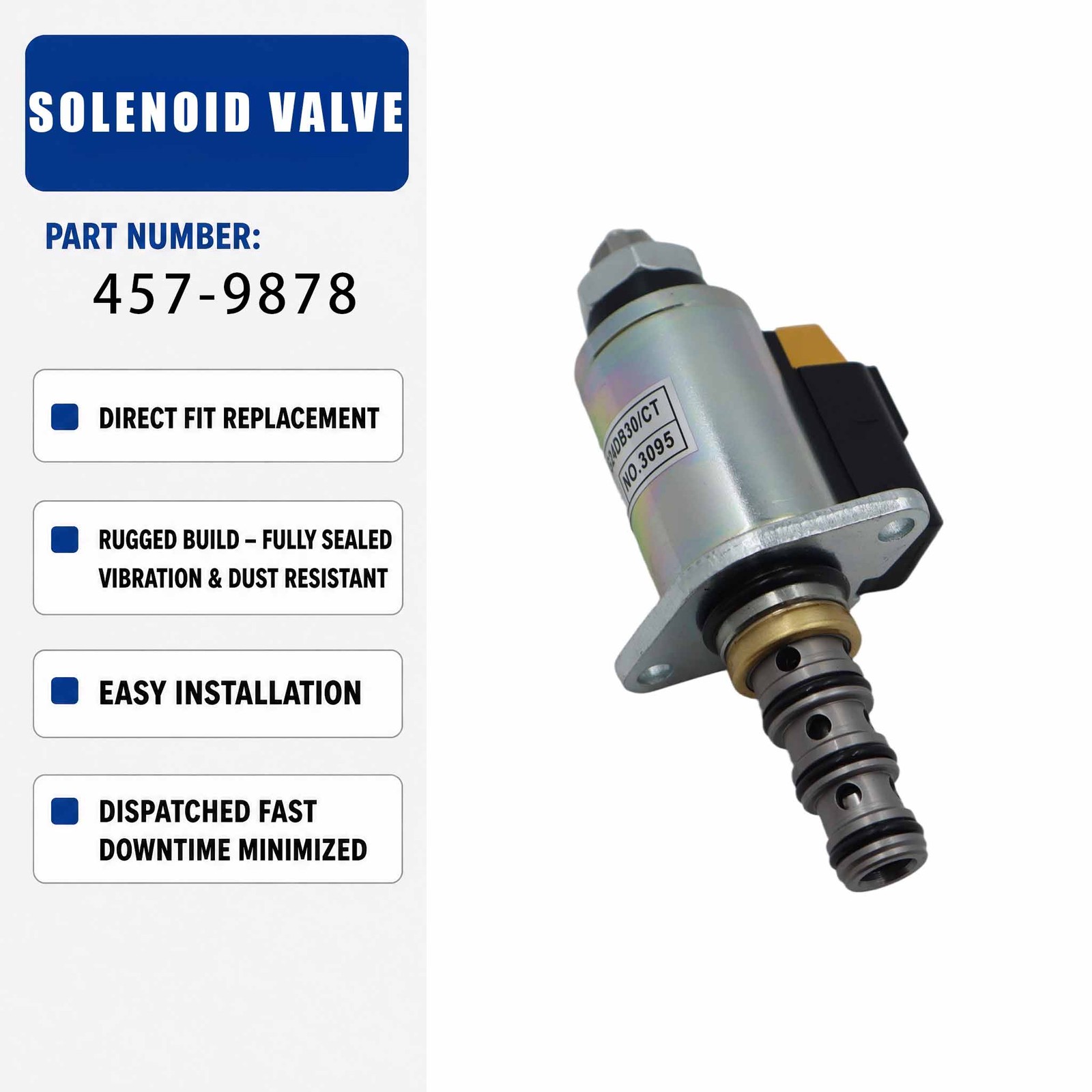 457-9878 24V Solenoid valve assembly For Caterpillar CAT MH3295 Material Handler