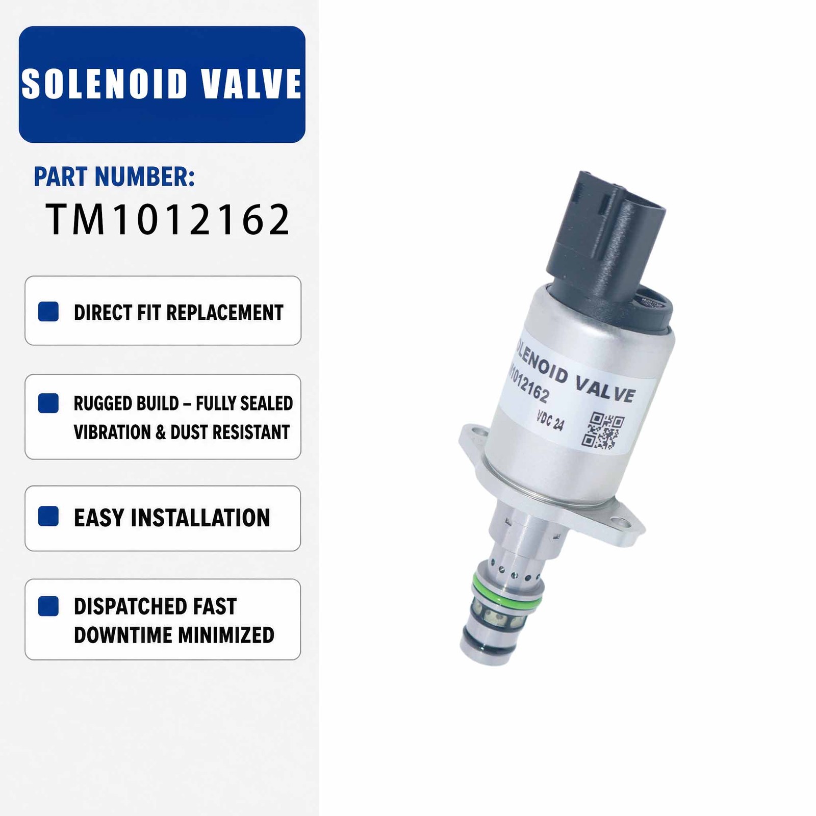24V Solenoid valveTM1012162 For Doosan Daewoo DX215-9C DX225-9C DX235-9C