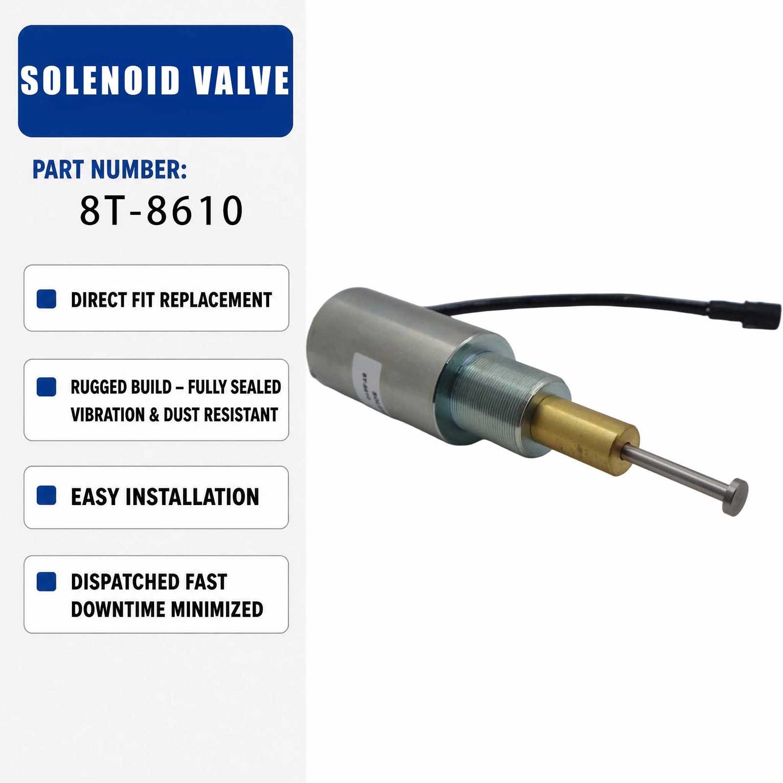 8T-8610 24V Solenoid Valve For Caterpillar CAT 12H NA 140H NA 12H 12G 160H 140H