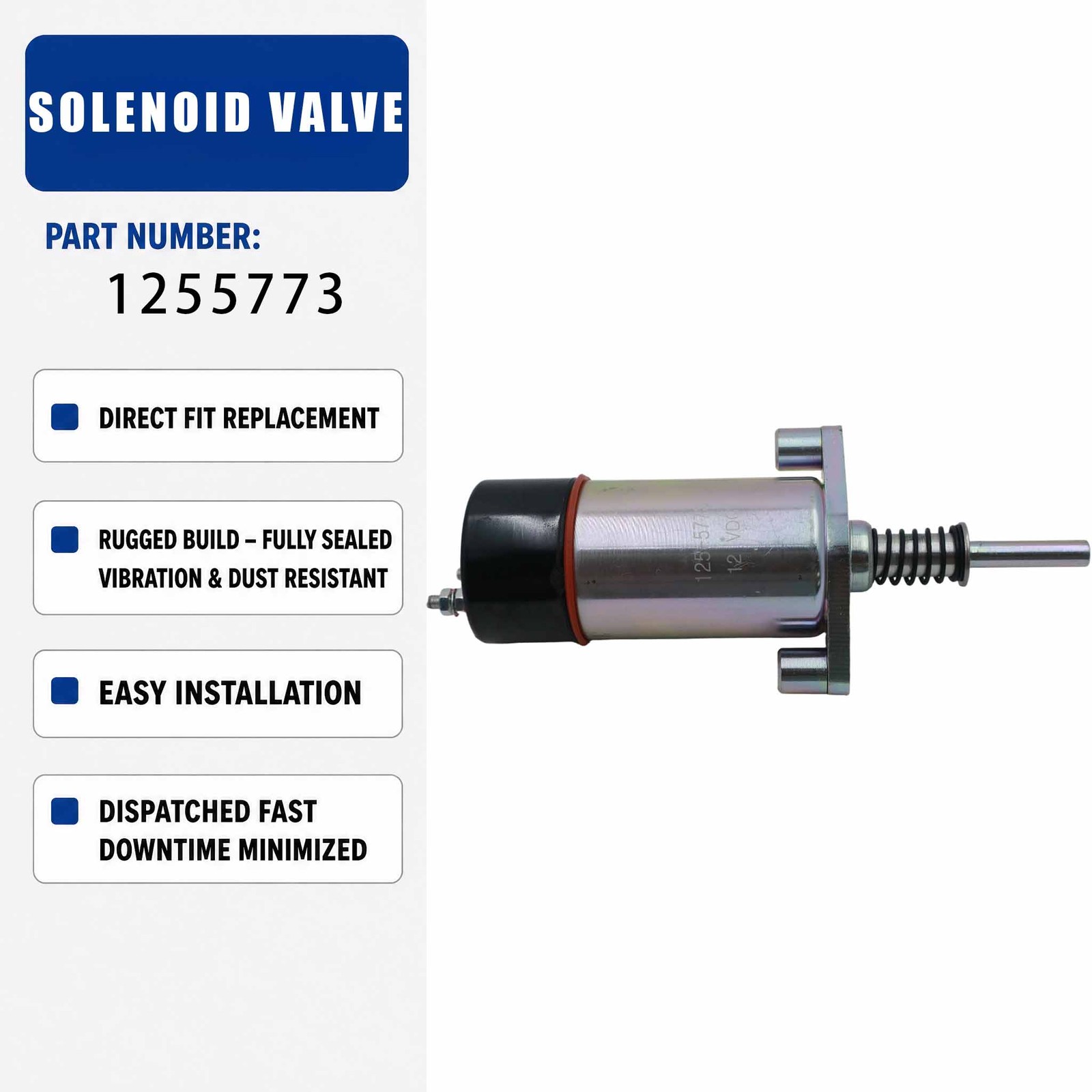 12V Solenoid Valve 125-5773 1255773 For Caterpillar CAT 3204 3304 3306 3306B