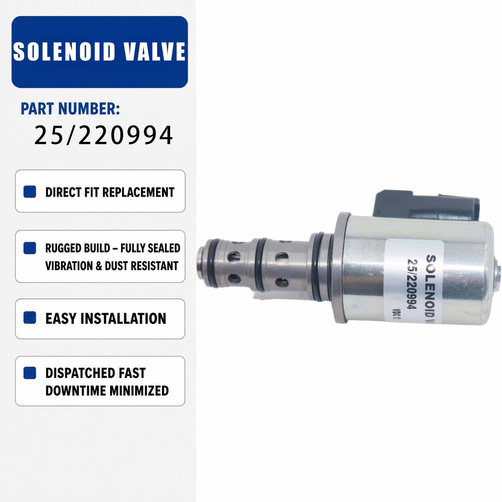 12V Solenoid valve 25/220994 22220994 25220994 For JCB Backhoe Loader 3CX 4CX