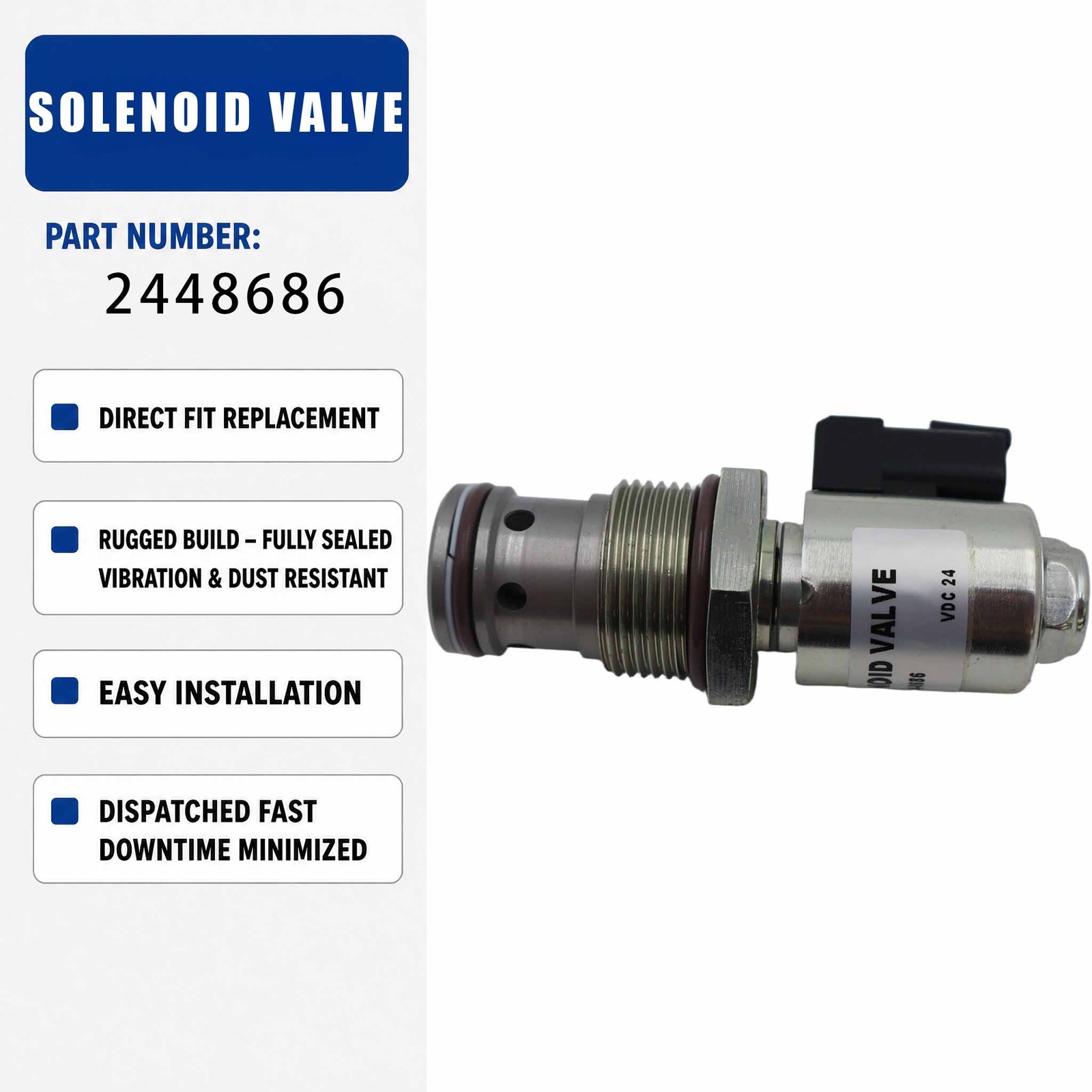 244-8686 2448686 24V Solenoid Valve For Caterpillar CAT 938H 938G II Wheel