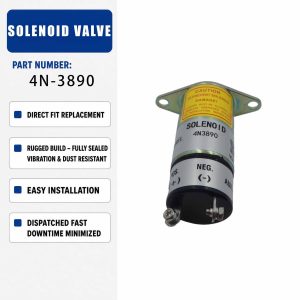 12V Shut-off solenoid valve assembly 4N-3890 For Caterpillar CAT C12 3304 3306