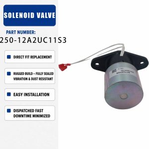 0250-12A2UC11S3 12V Solenoid valve For Cummins C33D5 C38D5 C30D6 C35D6 C110D5