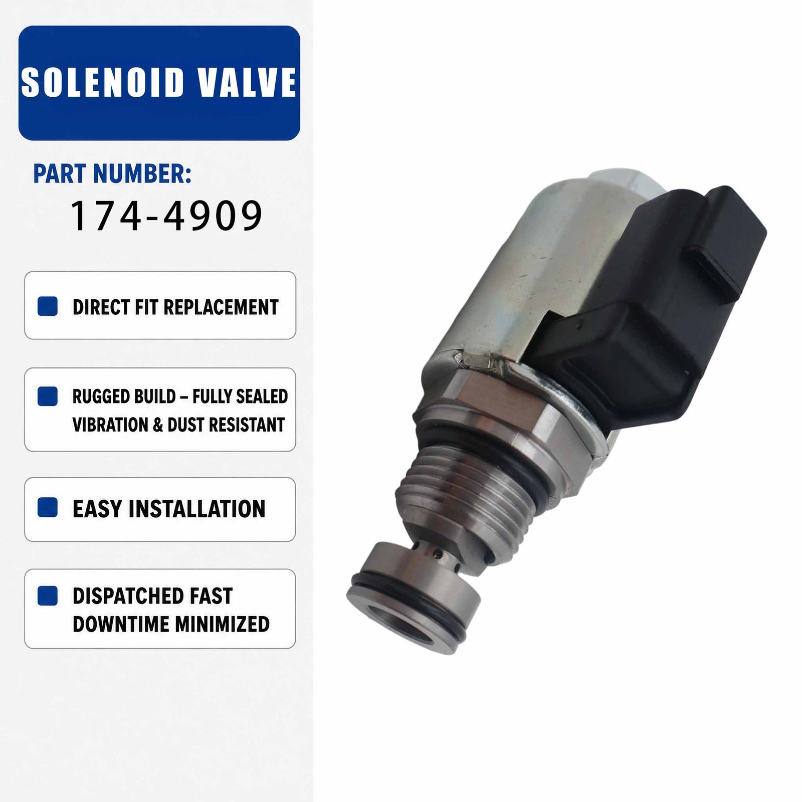 24V Solenoid valve 174-4909 1744909 For Caterpillar CAT D7R II Wading Tractor