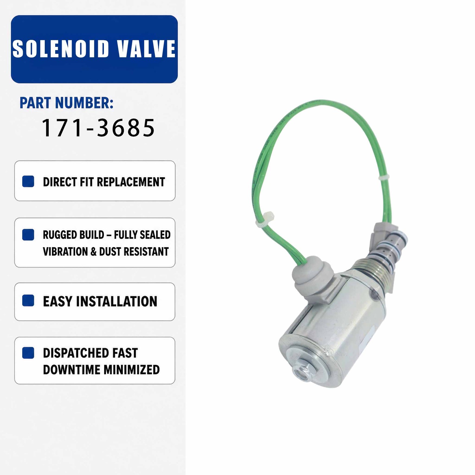 171-3685 1713685 24V Solenoid Valve For Caterpillar CAT 385C 5090B Straight