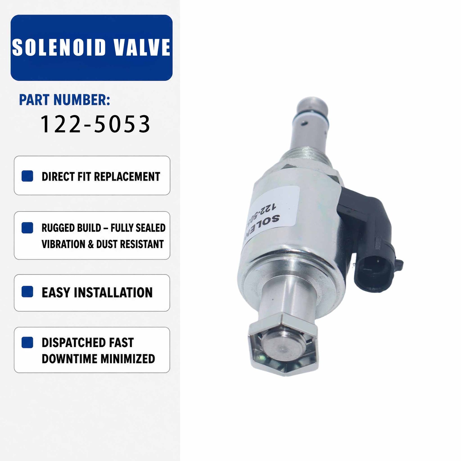 12V Solenoid Valve 122-5053 1225053 For Caterpillar CAT 570B 580B Wheeled