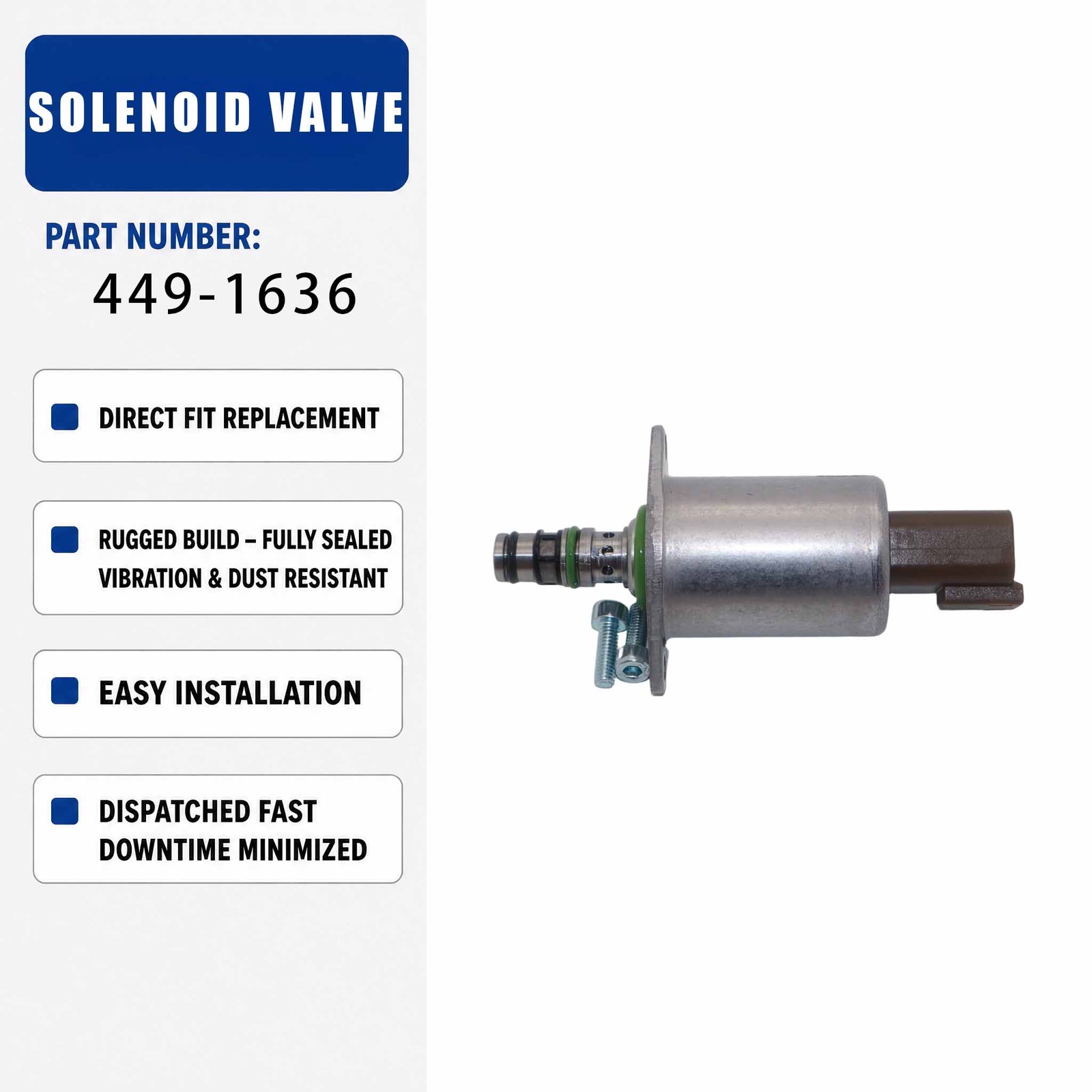 Cartridge Solenoid Valve 449-1636 4491636 For Caterpillar CAT 301.8 304 305 308