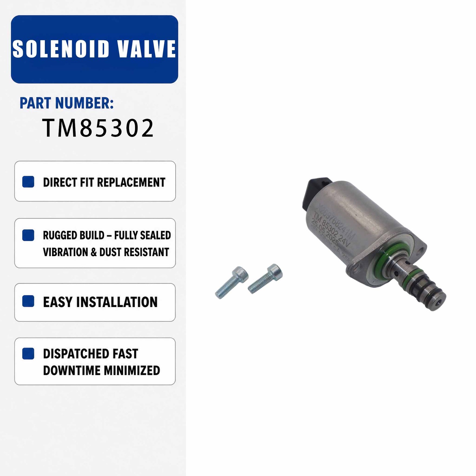 TM85302 24V Hydraulic Proportional Solenoid Valve For Excavator Construction